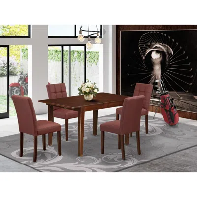 East West Furniture 5 Piece Mid Century Modern Dining Set In Pink