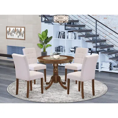 East West Furniture 5 Piece Mid Century Modern Dining Table Set Consists A Modern Kitchen Table In Brown