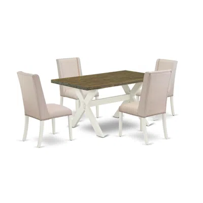 East West Furniture 5-piece Modern Dining Room Set In Neutral