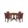 East West Furniture 5 Piece Modern Dining Set Contain A Mid Century Modern Dining Table In Brown