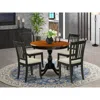 East West Furniture 5-piece Modern Dining Set Includes A Round Wood Table And 4 Linen Fabric Dining Room Chairs With Sla