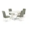 East West Furniture 5-piece Modern Dining Table Set - 4 Padded Parson Chair And A Wood Dining Table Solid Wood Frame In Green