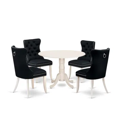 East West Furniture 5 Piece Modern Dining Table Set In Black