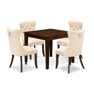 East West Furniture 5 Piece Modern Dining Table Set In Neutral