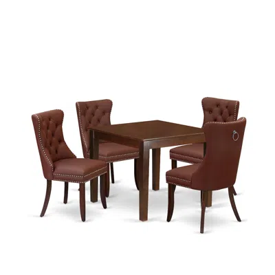 East West Furniture 5 Piece Modern Dining Table Set In Red