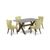 East West Furniture 5-piece Modern Dining Table Set-limelight Linen Fabric Seat And Button Tufted Back Parson Dining Cha