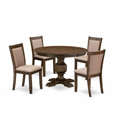 East West Furniture 5 Piece Modern Dining Table Set In Multi