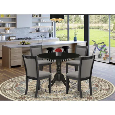 East West Furniture 5-piece Modern Dining Table Set Consists Of A Dining Table With Drop Leaves And 4 Dark Gotham Grey L In Black