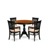 East West Furniture 5-piece Modern Dining Table Set Consists Of A Dinner Table And 4 Linen Fabric Kitchen Dining Chairs 