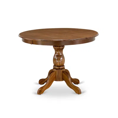 East West Furniture 5 Piece Modern Dining Table Set Consists Of A Round Kitchen Room Table In Brown