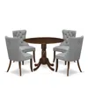 East West Furniture 5 Piece Modern Dining Table Set Consists Of A Round Kitchen Table With Dropleaf In Gray