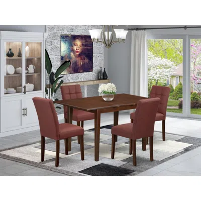 East West Furniture 5 Piece Modern Dining Table Set Contain A Kitchen Table In Brown