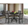 East West Furniture 5-piece Modern Dining Table Set Contains A Modern Dining Room Table And 4 Dark Gotham Grey Linen Fab