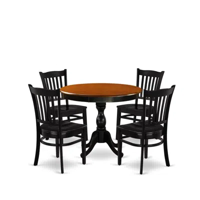 East West Furniture 5-piece Modern Dining Table Set Contains A Wooden Kitchen Table And 4 Kitchen Chairs With Slatted Ba