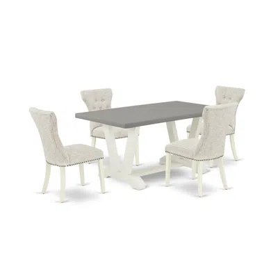 East West Furniture 5-piece Modern Dining Table Set In Neutral