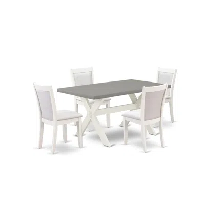 East West Furniture 5-piece Modern Dining Table Set In Neutral