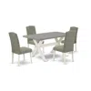 East West Furniture 5-piece Modern Rectangular Table Set A Good Cement Color Kitchen Table Top And 4 Lovely Linen Fabric In Gray