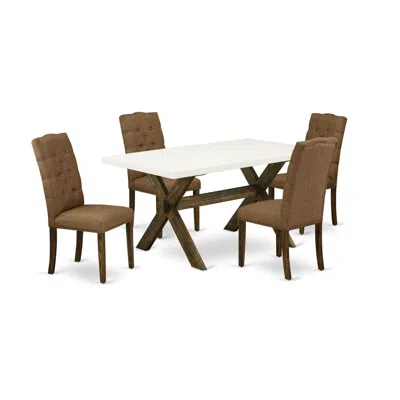East West Furniture 5-piece Rectangular Dining Table Set In Multi