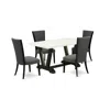 East West Furniture 5 Piece Set Includes A Rectangle Dining Room Table With V-legs