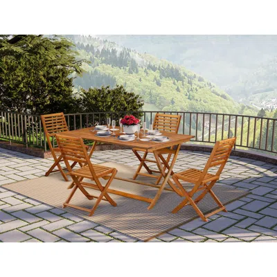 East West Furniture 5 Piece Superior Patio Dining Table Set- Ideal For The Beach, Campy, Picnics - Beautiful Bistro Tabl