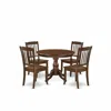 East West Furniture 5 Piece Table Set - Mahogany Small Dining Table And 4 Mahogany Kitchen & Dining Room Chairs In Brown