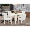 East West Furniture 5-piece Table Set-a Wood Dining Table And 4pu Leatherdining Room Chairs With High Back - Linen White