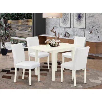 East West Furniture 5-piece Table Set-a Wood Dining Table And 4pu Leatherdining Room Chairs With High Back - Linen White