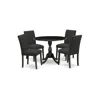 East West Furniture 5 Piece Wood Dining Table Set Contains 1 Drop Leaves Dining Room Table And 4 Black Linen Fabric Dini In Black