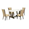 East West Furniture 5pc Dinette Set Contains A Kitchen Table And 4 Parsons Dining Chairs With Brown Color Linen Fabric,  In Neutral