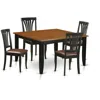 East West Furniture 5pc Dining Room Set-dining Table And 4 Wood Dining Chairs In Brown