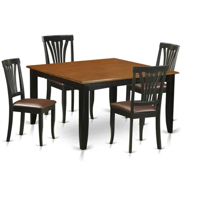 East West Furniture 5pc Dining Room Set-dining Table And 4 Wood Dining Chairs