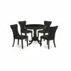East West Furniture 5pc Dining Set - 36" Round Table And 4 Parson Chairs - Wirebrushed Black Color In Black
