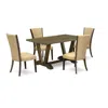 East West Furniture 5pc Dining Table Set Contains A Wood Dining Table And 4 Upholstered Dining Chairs With Brown Color L In Multi