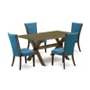 East West Furniture 5pc Dining Table Set Includes A Dinette Table And 4 Parson Dining Chairs In Blue