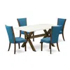 East West Furniture 5pc Dining Table Set Includes A Dining Room Table And 4 Parsons Dining Room Chairs With Blue Color L In Blue