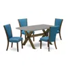 East West Furniture 5pc Dining Table Set Offers A Rectangle Table And 4 Parsons Dining Chairs With Blue Color Linen Fabr In Blue