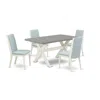 East West Furniture 5pc Kitchen Set Contains A Wood Table And 4 Parson Chairs With Baby Blue Color Linen Fabric, Medium  In Blue