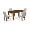 East West Furniture 5pc Kitchen Set Offers A Kitchen Table And 4 Parson Chairs With Doeskin Color Linen Fabric In Gray