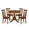 East West Furniture 5pc Rounded 36 Inch Dining Room Table And 4 Wood Seat Dining Chairs