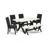 East West Furniture 6-pc Dinette Room Set- 4 Parson Dining Chairs With Black Linen Fabric Seat And Stylish Chair Back -  In Multi