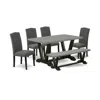 East West Furniture 6-pc Dinette Set - 4 Kitchen Chairs, A Dining Bench Cement Top And 1 Cement Kitchen Dining Table Top In Gray
