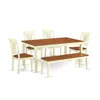East West Furniture 6 Pc Dinette Table Set - Dinette Table And 4 Kitchen Chairs Coupled With Bench