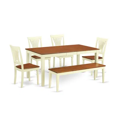East West Furniture 6 Pc Dinette Table Set - Dinette Table And 4 Kitchen Chairs Coupled With Bench