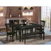 East West Furniture 6 Pc Dining Room Set - Dining Table And 4 Kitchen Chairs And Bench In Black