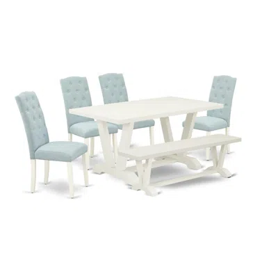 East West Furniture 6-pc Dining Room Set In Blue