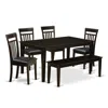 East West Furniture 6 Pc Dining Room Set-top Kitchen Table And 4 Kitchen Chairs Plus 1 Dining Bench