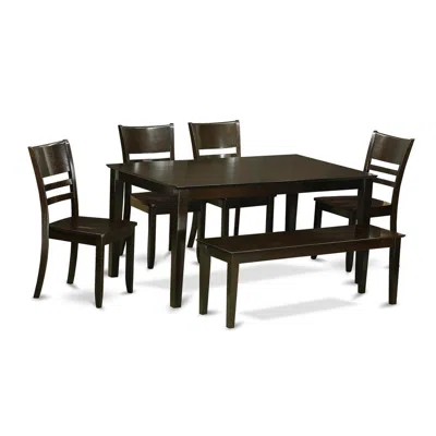 East West Furniture 6-pc Dining Room Set With Bench - Dining Table And 4 Ding Room Chairs And Bench
