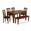 East West Furniture 6 Pc Dining Room Set With Bench-dinette Table And 4 Chairs And Bench In Brown