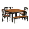 East West Furniture 6 Pc Dining Room Set With Bench-dining Table And 4 Wood Dining Chairs Plus A Bench In Brown
