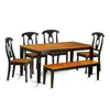 East West Furniture 6-pc Dining Room Set With Bench-kitchen Tables And 4 Dining Chairs Plus Bench In Brown